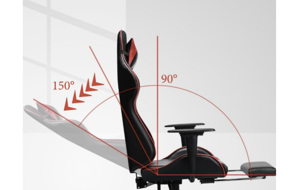 Fotel Gamingowy Biurowy Ergonomiczny Kubełkowy Podnóżek - Czarny/Przeszycia